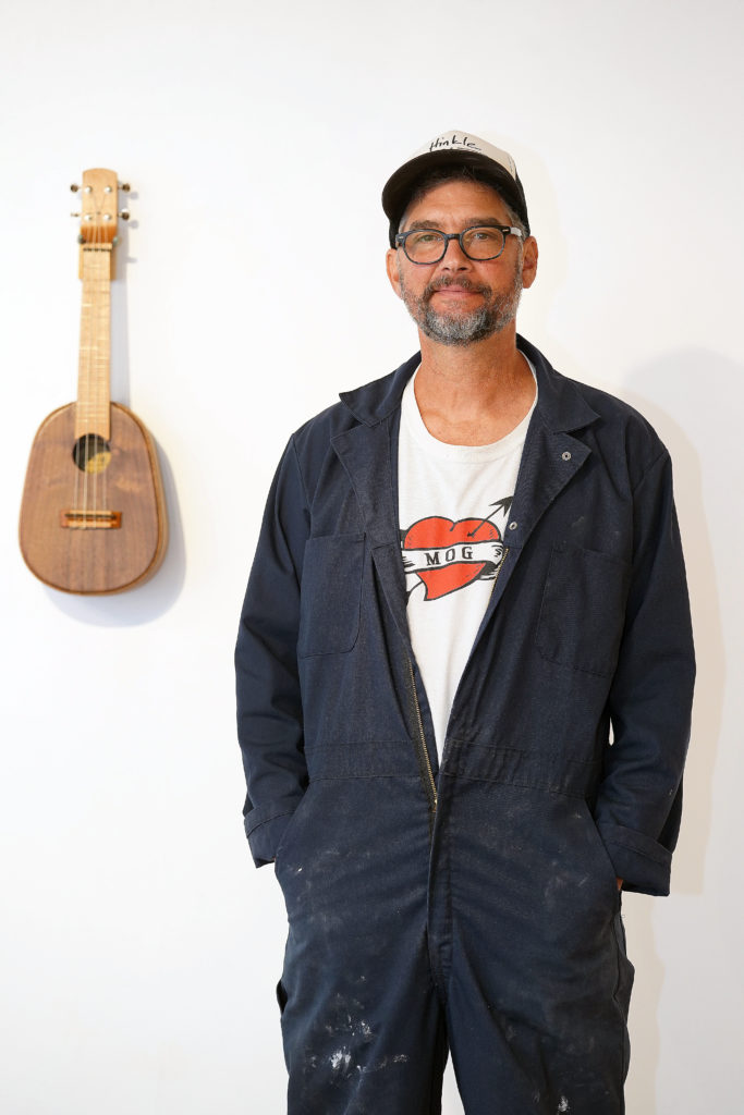 UMW alum and art professor Hinkle makes ukuleles under the brand name Hinkle Ukulele. One is on display at duPont Gallery.