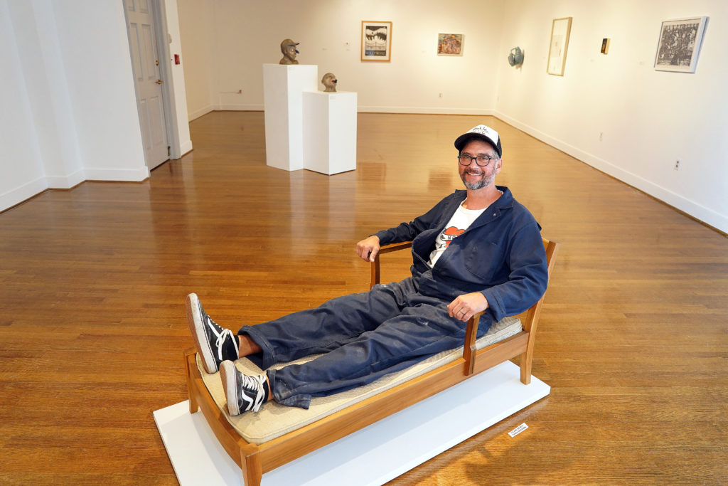 Artist and alum Larry Hinkle's "reading chaise" is part of the UMW Studio Art Faculty Exhibition featuring the works of 11 Mary Washington professors, on display through Sunday.