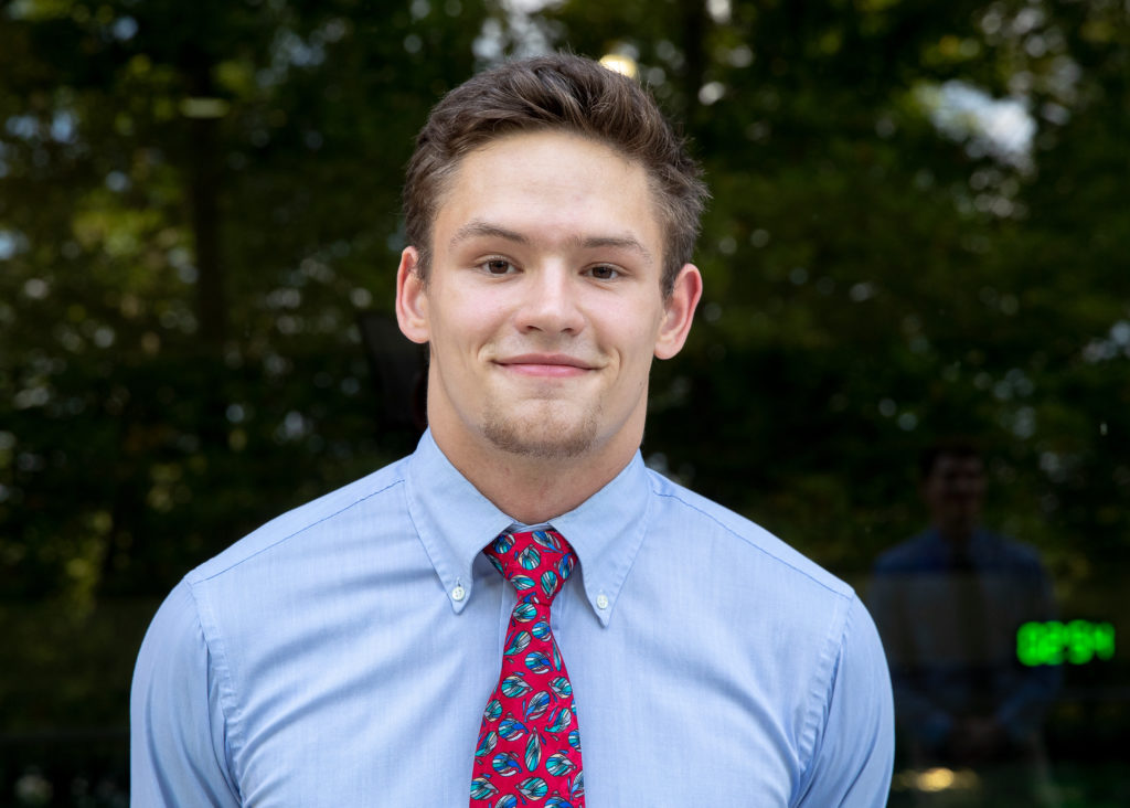 UMW swimmer Joey Peppersack is majoring in economics. He wants to be a city manager.