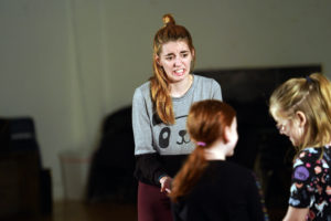 Fortune shares her theatrical expertise during a recent Stage Door Youth Workshop. Photo by Suzanne Rossi.