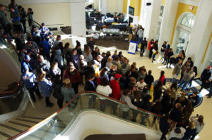 Student volunteers gathered inside the University Center before heading off to their various service assignments througout Fredericksburg's College Heights area on Good Neighbor Day. Photo by Noah Strobel.