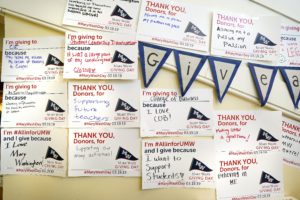 Students came together in the UC to support MaryWash Giving Day.