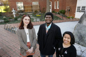 From L-R: Tess Darroch, Rahi Taylor and Kaitlin Viloria spent the fall 2019 semester at Akita International University in Japan. Four more students will study abroad at Akita in the spring. Photo by Suzanne Rossi.