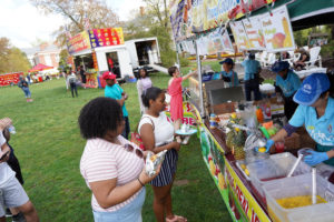 Food trucks ringed Ball Circle with culinary offerings from various countries. Photo by Suzanne Carr Rossi.