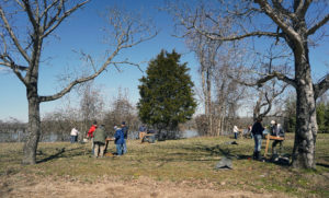 Several UMW historic preservation students volunteered their own time during spring break to help the Patawomeck tribe locate a lost village. Photo by Suzanne Carr Rossi.