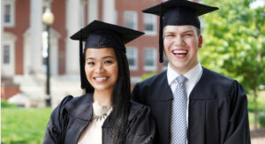 2019 Class Council members Nancy Pham, vice president, and Theodosius Zotos, president, are both first-generation college students. Photo by Suzanne Carr Rossi.