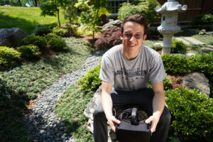 UMW computer science major Corey Staier will study game design at the University of Southern California. At Mary Washington, he also minored in digital studies and loaded up on classes in psychology, physics and contemplative studies. Photo by Suzanne Carr Rossi.