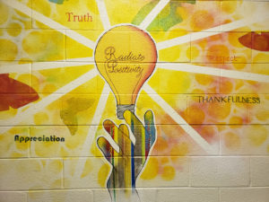 Kendrick Keener painted this 90-foot mural at the Fairfax County juvenile detention center where he is an art teacher. Photo courtesy of the artist.
