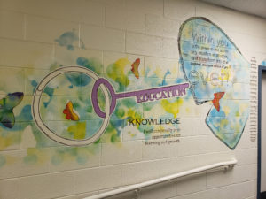 Kendrick Keener painted this 90-foot mural at the Fairfax County juvenile detention center where he is an art teacher. Photo courtesy of the artist.