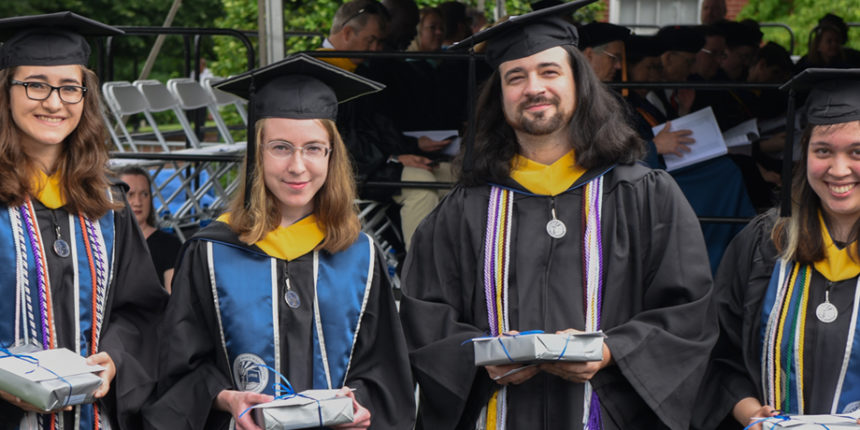 Sophia Josephine Lamp, Emily Lynn MacIndoe, Hollis E. Pultz and Lauren Marie Van Nostrand (left to right) received the Darden Award for the highest GPA. Photo by Clement Britt