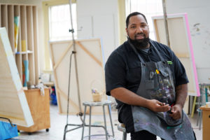 Kendrick Keener earned both a master’s degree in pre-K-12 visual arts education and the Outstanding Education Student Award from the University of Mary Washington. Photo by Suzanne Rossi.