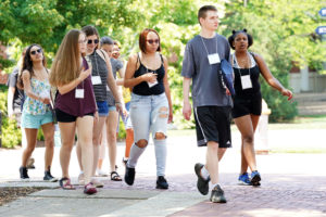 Students tour the UMW campus last year during an Orientation session last year. First-Year Student Orientation will take place on campus today through the end of the month. Photo by Suzanne Carr Rossi.