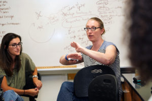 UMW Professor of Biology April Wynn leads class during the Early Active Stem Experience. The five-week session launches Jepson Scholars into research projects and rich experiences in the lab - at Mary Washington and beyond. Photo by Suzanne Carr Rossi.