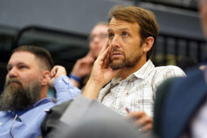 Assistant Professor of Biology Parrish Waters listens to one of the scholarly presentations delivered by UMW students during the Summer Science Institute Research Symposium. The program gives students a jumpstart on research they're interested in continuing into the schoolyear. Photos by Suzanne Carr Rossi.