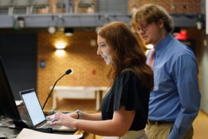 Senior Hannah Frederick presents about her research in cryptography at yesterday's Summer Science Institute Research Symposium. Photos by Suzanne Carr Rossi.