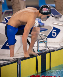 Joey Peppersack at the Lima 2019 Parapan American Games. Peppersack broke the American Paralympic record in the 100-yard individual medley last fall and hopes to earn a spot on the 2020 Tokyo Paralympic Team. Photo by Mark Reis.