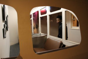 Senior Jason Ford, UMW's student government association president, looks at an exhibition in the Birmingham Civil Rights Institute. After last year's civil rights trip, he and others decided to run for leadership roles on campus. Photo by Lynda Allen.