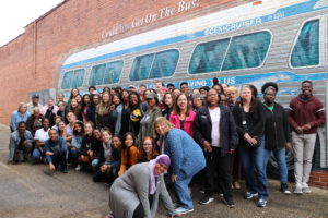 For JFMC's Social Justice Fall Break Trip in 2019, a group of area residents joined 45 UMW students, as well as faculty and administrators, to trace the route of the 1961 Freedom Rides, the historic protest to desegregate interstate travel, organized by Dr. Farmer. Photo by Lynda Allen.