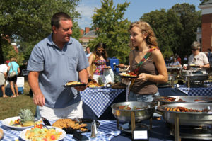 Among family weekend dining options is the UMW Legacy Lunch, hosted by the Office of Alumni Relations for UMW alumni, students and families with historic UMW legacy connections. Photo by Norm Shafer.