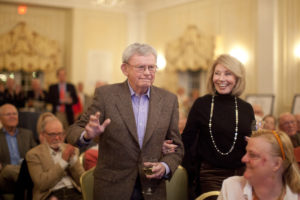 John F. Chappell is recognized with wife Mary Lou for their continued support of the Great Lives series. His late wife Carmen Culpeper Chappell graduated from Mary Washington in 1959. Mr. Chappell and his family provided the initial endowment for the lecture series shortly after its launch in 2004. Photo by Karen Pearlman.