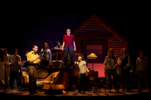 In UMW Theatre's production of Tony Award-winning musical 'Fun Home,' three actors - Madison Neilson, Olivia Whicheloe and Lydia Hundley - portray graphic novelist Alison Bechdel at various stages of her life. Photo by Geoff Greene.