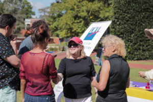 The Fredericksburg area chapter of the League of Women Voters were among the groups on hand supporting the National Voter Registration Day event. Photo by Matthew Binamira Sanders.