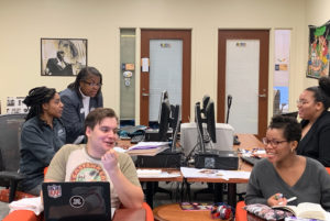 Today, Dr. Farmer's presence and legacy looms large in the James Farmer Multicultural Center on the UC's third floor. Director Marion Sanford said many UMW students consider the Center their "second home" on campus. Photo by Lisa Chinn Marvashti.