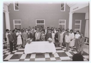 Dr. Farmer (center) with the 1988 class of James Farmer Scholars. For more than three decades, this program has increased college access for local underrepresented youth. Photo by Barry Fitzgerald/University Archives.