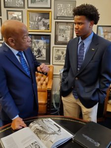 UMW student president Jason Ford was among a UMW constituent on a recent visit to Washington, D.C., to speak with Rep. John Lewis about the Farmer Legacy 2020 celebration.