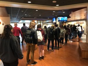 Patrons waited patiently as employees - many of whom are new to Campus Dining - processed their orders.