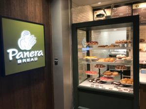 UMW's Panera Bread will have most items on the standard menu - breakfast and lunch sandwiches, salads, soups, warm grain bowls, bagels, coffee, smoothies and other beverages. A case next to the register displays muffins, scones, cookies and other desserts.