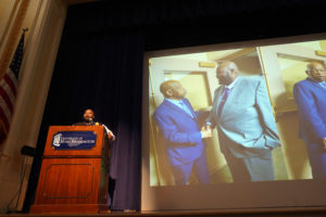 As Teacher of the Year, Robinson recounted recent highlights of his career, including the one he said has been most significant, meeting civil rights icon Congressman John Lewis. Photos by Suzanne Carr Rossi.