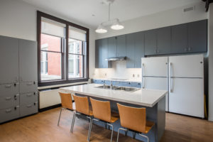 After a $19.3 million renovation, Willard Hall features modern features like the kitchen, which was designed to accommodate culinary demonstrations. Photo by Craig Hutson, Kjellstrom and Lee Construction.