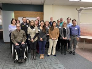 Wells (front row, second from left) with other fall 2019 VIVA grant recipients. Geography Professor Caitie Finlayson, an advocate for open education at Mary Washington, was also awarded a VIVA grant of $11,100. With the cost of textbooks rising, UMW faculty like Wells and Finlayson are turning to more accessible and affordable resources for their classes. Photo Credit: VIVA/Virtual Library of Virginia.
