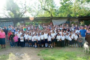 One of the first schools built by Students Helping Honduras, which Fujiyama started in 2006. This building, he said, was made of chicken wire at first, and later replaced by a concrete structure. Photo courtesy of SHH.