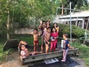 Kids at the children's home spend a lot of time outdoors, Fujiyama said. They recently refurbished a metal container into a swimming pool, he said, praising their resourcefulness and creativity. Photo courtesy of SHH.