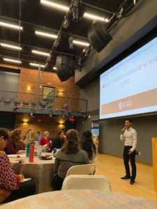 Earlier this year, Shin Fujiyama spoke about his nonprofit, Students Helping Honduras, at the UMW Alumni Volunteer Leadership Summit in the Hurley Convergence Center. Fujiyama could not have launched the organization without the help of the UMW community, he said. Now he's looking to former professors and fellow alumni to help his organization survive beyond the coronavirus pandemic. Photo courtesy of SHH.