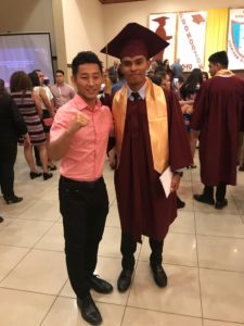 2007 UMW alumnus Shin Fujiyama (left), with JC, a recent high school graduate in Honduras. Fujiyama co-founded Students Helping Honduras at Mary Washington 14 years ago with sister Cosmo, then a student at William & Mary. Photo courtesy of SHH.