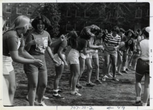 Students participate in games during Devil Goat Day in 1979. Photo courtesy of Simpson Library Special Collections.