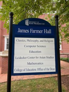 One of UMW's most adored buildings has a new name. James Farmer co-founded the Congress of Racial Equality (CORE), which led the 1961 Freedom Rides into southern states, including Virginia, to test in nonviolent ways Supreme Court rulings that outlawed segregation in interstate transportation. Scores of Mary Washington alumni have vivid memories of the lessons they learned from the man with a booming voice and a treasure trove of life experiences to share.