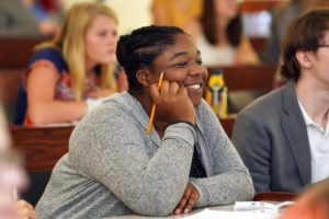 A new agreement between UMW, Germanna Community College and Stafford County Public Schools gives young students who want to become teachers the opportunity to secure college credits while still in high school. Photo by Suzanne Carr Rossi.