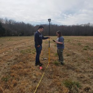 Over spring break, Bova was one of a few students who helped Assistant Professor of Historic Preservation Lauren McMillan survey an archaeological site, combining skills he gained in his GIS classes with his historic preservation major. Photo courtesy of Lauren McMillan.