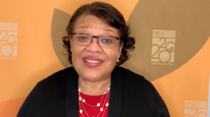 In her promo video for her recent bid for the NEA vice presidency, Moss promised to continue working to prepare the association to persevere through crises, such as the current COVID-19 pandemic.