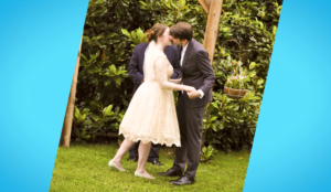 After meeting as UMW undergrads, fellow theatre majors Paul Morris and Cassie Lewis married beneath a magnolia tree in King George County. They said their vows in the backyard of Paul's grandparents, Mary Washington alums Marceline Weatherly Morris ’50 and Elmer “Juney” Morris Jr. ’50, married 70 years this week.