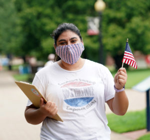 “We want to create a safe environment for students to get the information they need to become active participants in our democracy,” said senior Stephanie Turcios, who has been delivering presentations to classes this fall. Photo by Suzanne Carr Rossi.