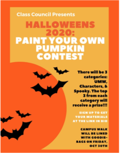 Even with strict health guidelines in place, there is still plenty to do at UMW, including this "Halloweens" event. A special calendar and list contain a collection of activities and ideas for staying engaged.