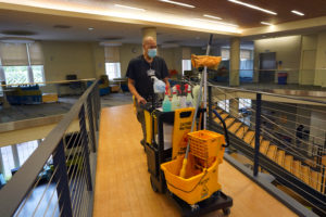 Stringent cleaning protocols are followed in the Hurley Convergence Center, which hosts classes and frequent study sessions. Photo by Suzanne Carr Rossi.