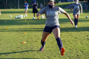 UMW Soccer players practice on the athletic fields. Photo by Suzanne Carr Rossi.