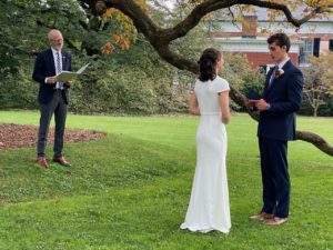 UMW President Troy Paino made a guest-appearance at the socially distanced November wedding. Deale wrote him to request he officiate, and he said "yes!"