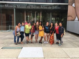 Chloe Morton (fifth from left), seen here in summer 2017 with fellow UMW students, spent a summer studying abroad at the Universidad de Deusto in Bilbao while attending UMW. She's now working in a primary school as a language assistant for English, natural science and social science classes.